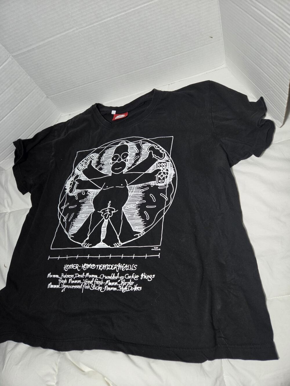 The Simpsons Homer Homo Neanderthalus Black T-Shirt Adult Sz XL Cartoon Retired